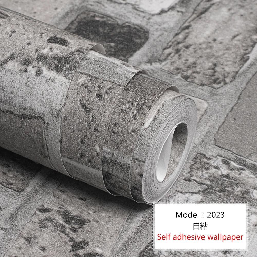 Self Adhesive Wallpaper Cafe Clothing Store Restaurant Brick Pattern Wallpaper 3D Retro Brick Culture Stone Pattern Wallpapers