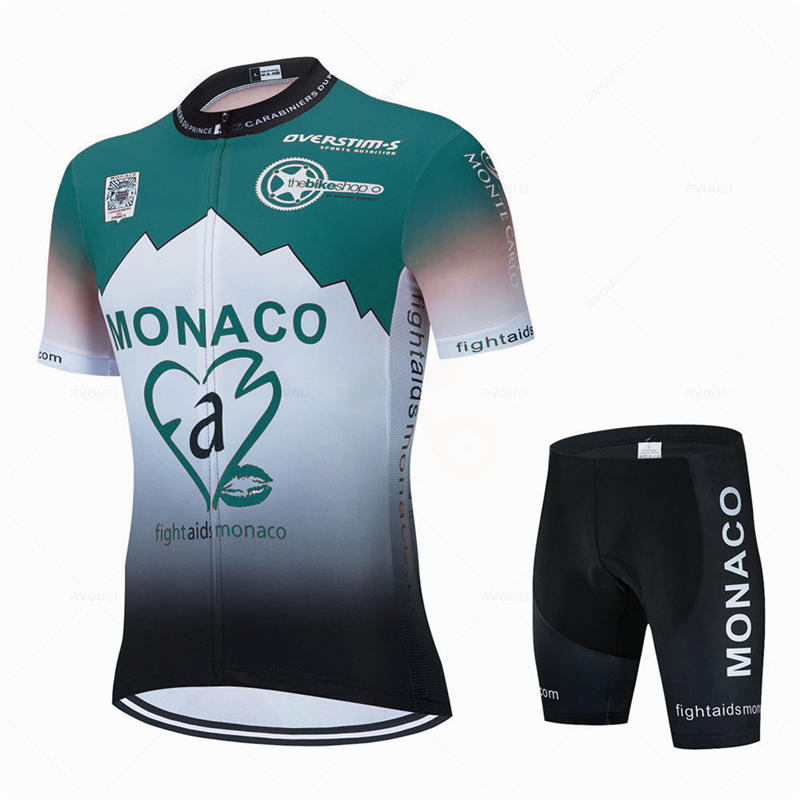 Monaco Summer Short Sleeve Men Cycling Jersey Set Road Bike Uniform Bicycle Wear Breathable Cycling Clothings Ciclismo Hombre
