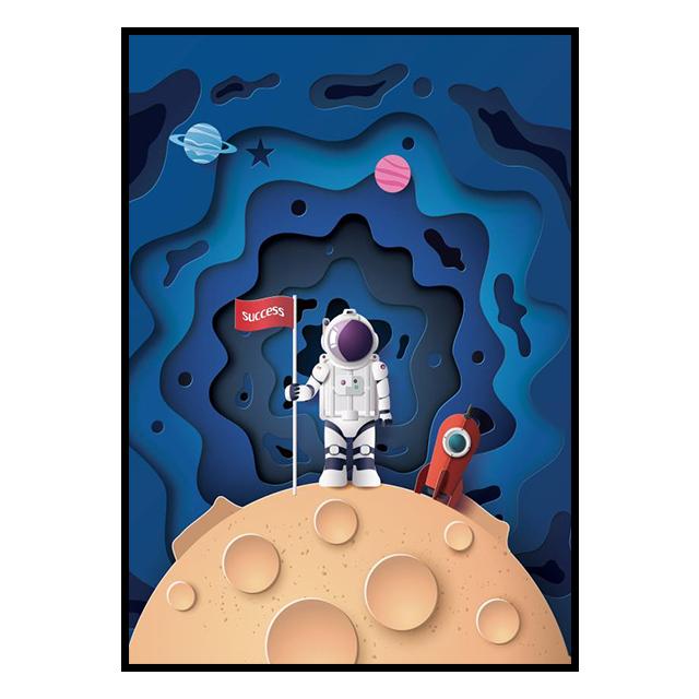 Outer Space Astronaut Cartoon Picture Poster Canvas Painting Kids Room Prints and Decoration Mural for Modern Home Decor No Frame