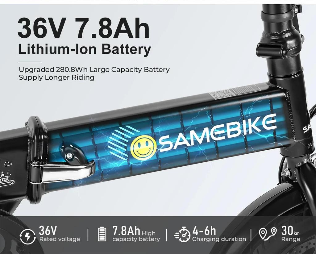 Складной электровелосипед Samebike YINYU14 350 Вт 36 В 7,8 Ач Литиевая батарея 14 дюймов Взрослый Мини Городской Электровелосипед