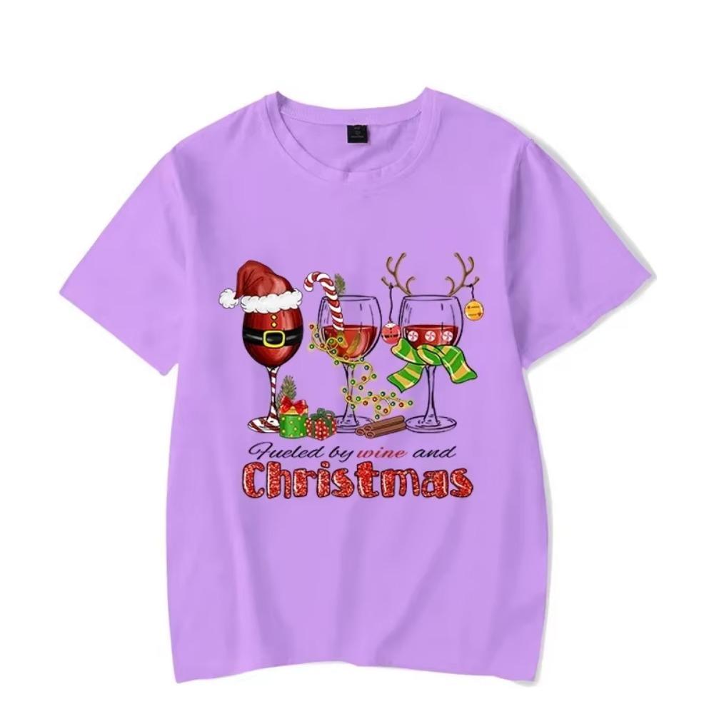 Рождественские огни Вино Футболки Мужская футболка Рождественская футболка С Новым годом Футболка Рождественские футболки Мода Харадзюку Мужская рубашка Топы