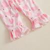 Kids Girls Pajamas Set Heart Print Long Sleeves Shirt and Elastic Pants for Loungewear Sleepwear
