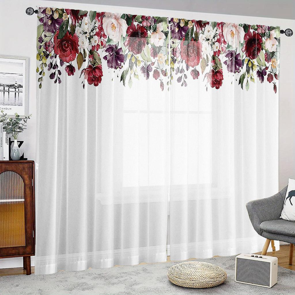 2 шт. HD цифровые малиновые благородные розовые шторы с принтом, украшение дома, стиль, украшение гостиной, спальни, плетение