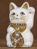 Кошка на удачу, ювелирное изделие, кошка-левша, кошка на удачу, кошка Манеки, украшение фэн-шуй, коробка для пожертвований, белая (S-РАЗМЕР Белый) Поднятый/Керамика_Счастливый (jw_S