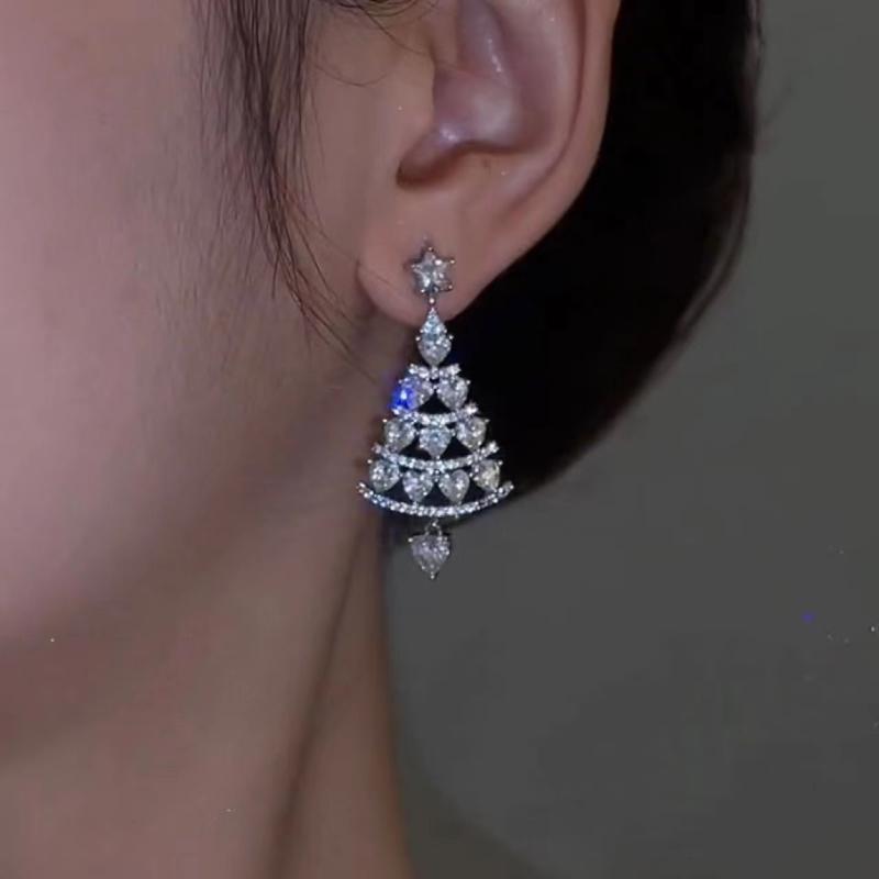 Christmas Tree Earrings for Women Silver Earrings High Quality Versatile Earrings Jewelry Accessories for Women