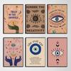 Abstract Eye Shapes Hand Moon Quotes Retro Posters Prints Vintage Canvas Painting Wall Art Picture for Living Room Home Decor