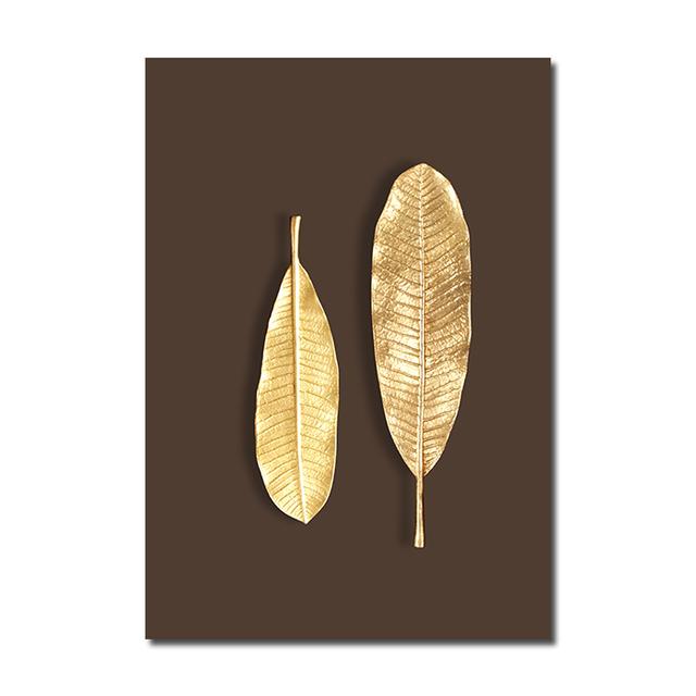 Abstract Plant Flower Wall Art Luxurious Golden Ginkgo Maple Leaves Poster Prints Home Living Room Wall Decor Picture No Frame