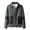 Куртка мужская Fat Motorcycle Leather Jacket Men's Lapel из искусственной кожи Plus Fat Casual Jacket Men's Spring and Autumn