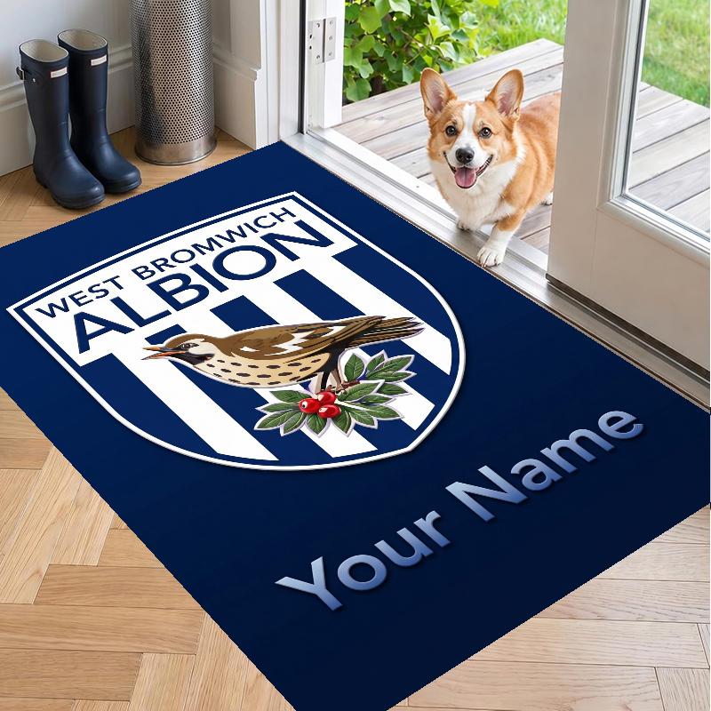 Custom Name West Bromwich Albion Crystal Velvet Floor Rug Personalized Text Soft Carpet Home Decor