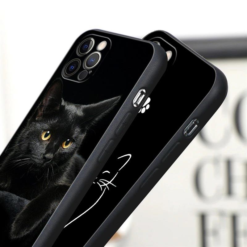 Черные Кошки Милый кот Привет Чехол для телефона Для Apple iPhone 16 15 14 13 12 11 Pro Max XR XS Max 7 8 Plus SE2 Задняя крышка Силиконовые чехлы