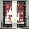 Рождественские красные клетчатые шторы с изображением лося и снежинки, занавески из тюля для кухни, занавески из шифона и прозрачной вуали, рождественские шторы для гостиной