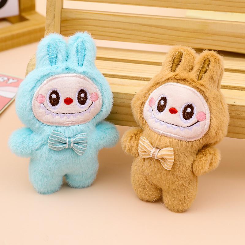 Cartoon Labubu Plush Toys Doll Keychain Kawaii Anime Pendant Keyring Cute Children Girls Birthday Gifts Backpack Hang