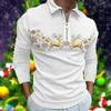 Мужская рождественская новая рубашка поло с длинными рукавами с лацканами, осенние мужские повседневные топы