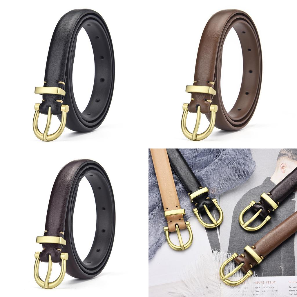 Woman Pu Fashion Leather Belt With Round Metal Buckle For Casual And Office Wear