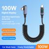 2026 New PD 100W Spring Data Cable with LED Digital Display Right-Angle/Elbow Type C Fast Charging Cable