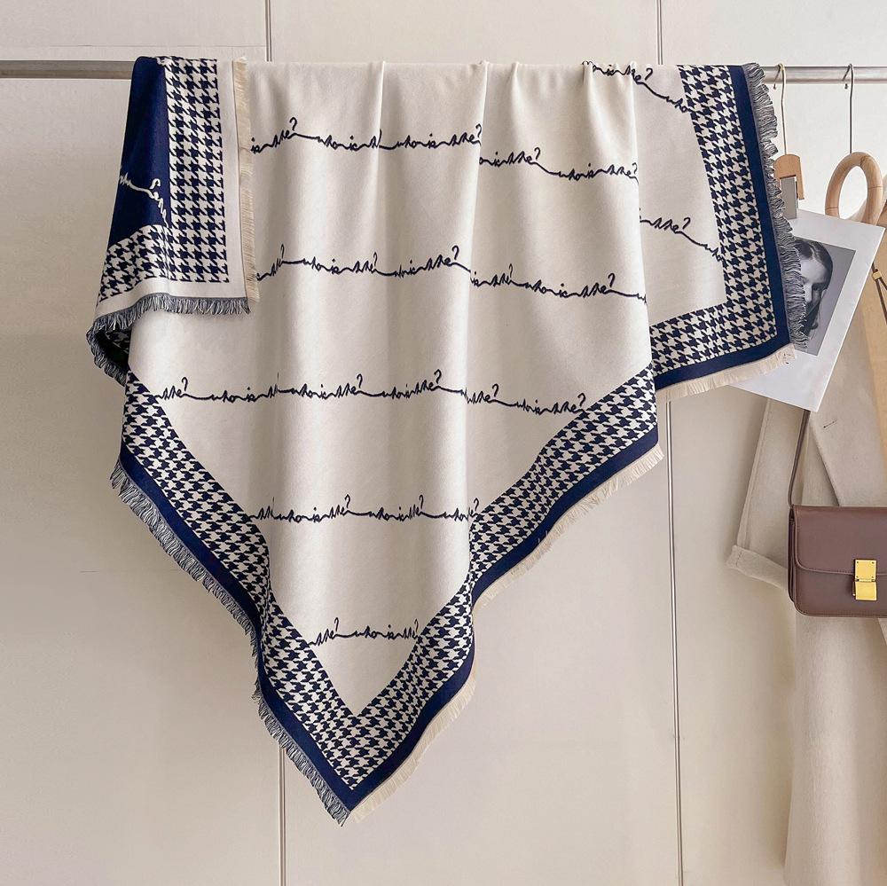 Winter New Imitation Cashmere Scarf High-end Women's Warm Square Scarf Red Cashew Jacquard Cape Shawl