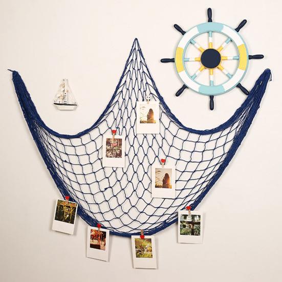 Fishing Net Decoration Wall Art Cotton Fish Net Picture Wall Hanging Fishing Net for Hawaiian Themed Party Under The Sea Party Decoration