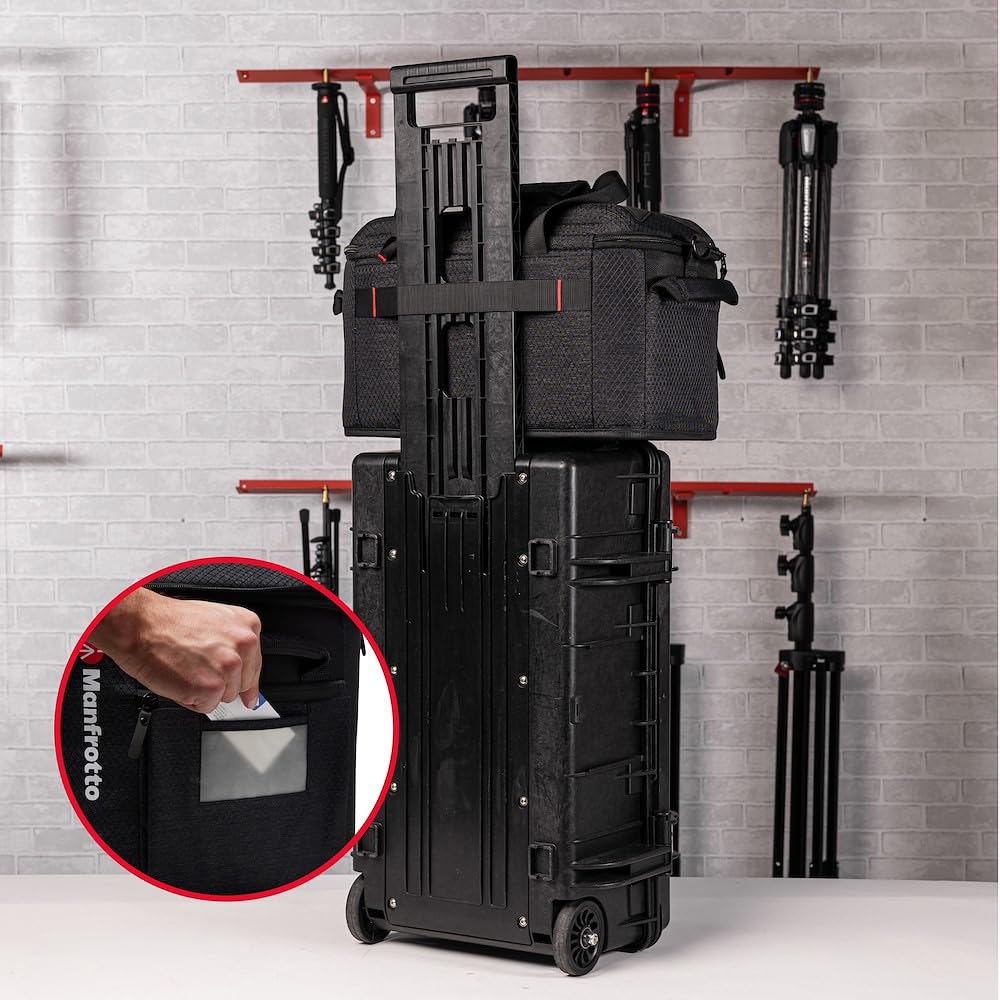 Сумка для камеры Manfrotto PL Cineloader M Video Case, черный, внутри 49x25x21 см. Пройден тест на нагрузку 15 кг. Можно штабелировать. Водоотталкивающий. Легкий. Размеры MB.
