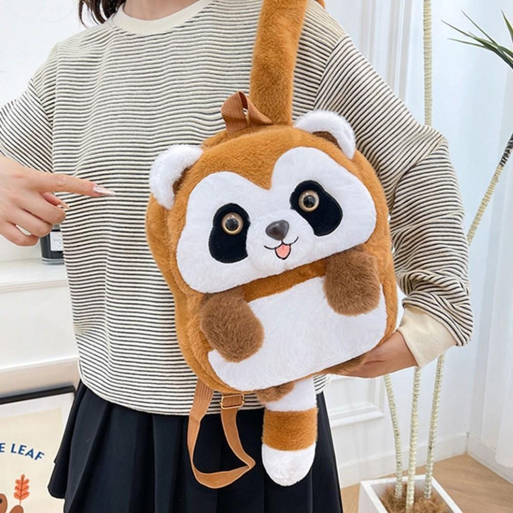 Большая вместительная милая сумка-верблюд из плюша Плюшевая сумка-мультяшная кукла Маленький рюкзак-енот из плюша Для девочек