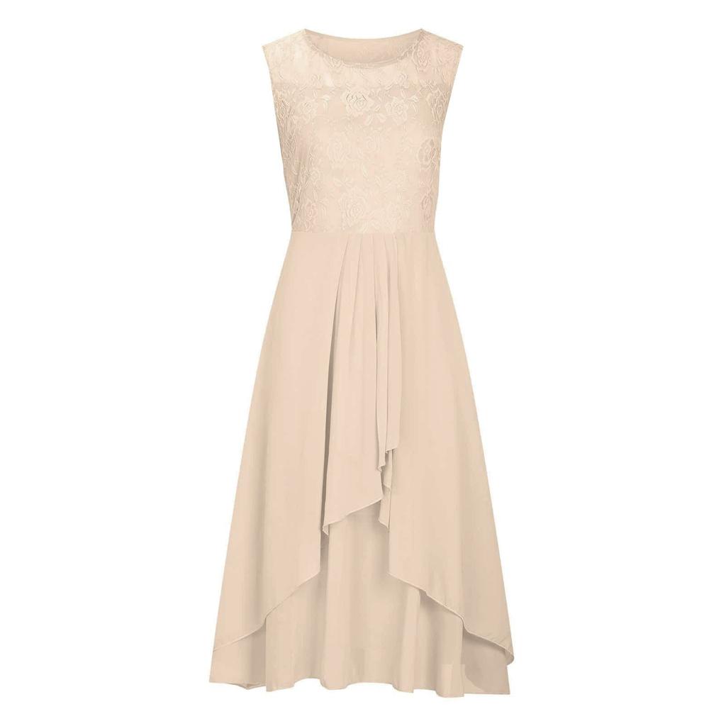 Женское платье Шифоновое элегантное кружевное лоскутное платье без рукавов с вырезами Вечернее платье подружки невесты