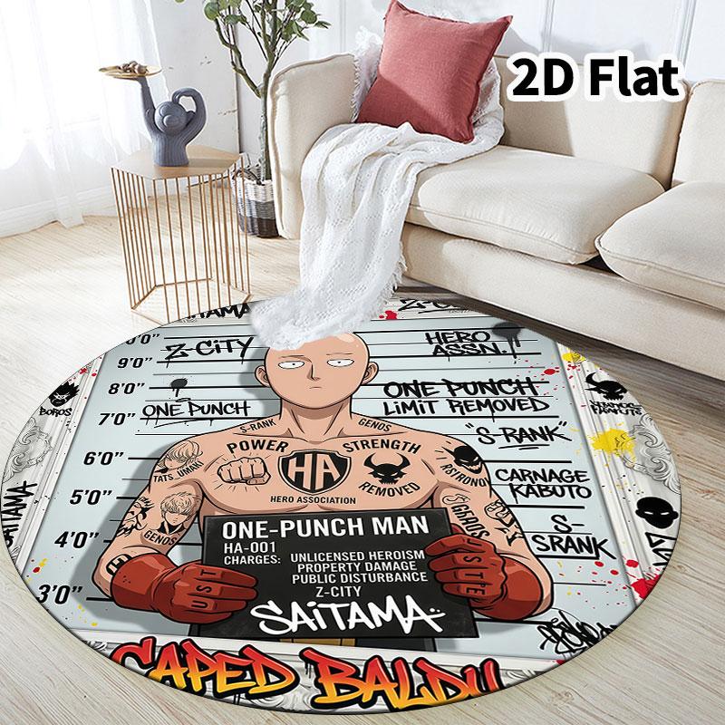 Onepunch Man Round Area Rug Carpet Rug For Living Room Bedroom Sofa Playroom Decor Nonslip Floor Mat