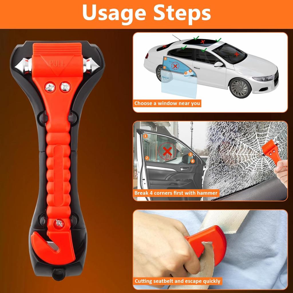 1PC Basics Emergency Seat Belt Cutter and Window Hammer Tool, Car Accessories