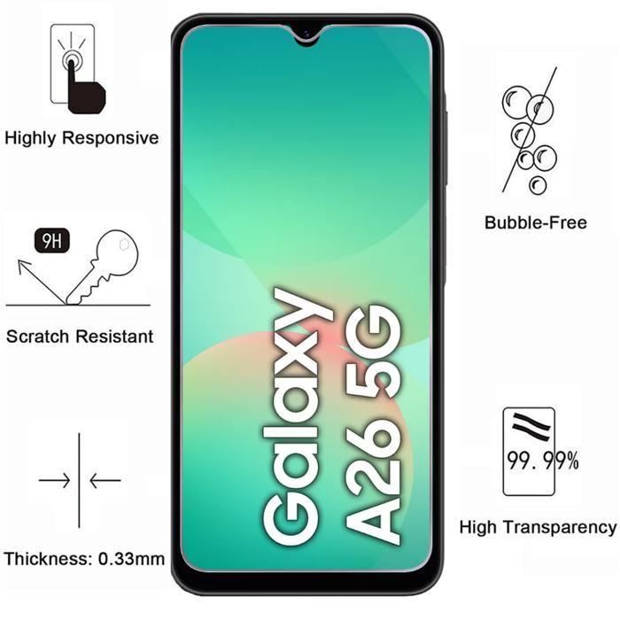 Verre Trempé pour Samsung Galaxy A26 5G et Protection Caméra [Pack 2] Film Vitre Protection Phonillico®