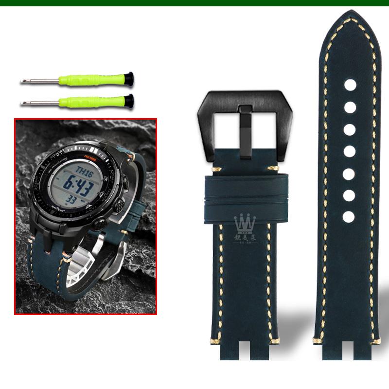Классический ретро-ремешок из натуральной телячьей кожи для часов Casio ProTrek PRW3000/3100/6000/6100Y PRG300 Series Bracelet Watch Accessories