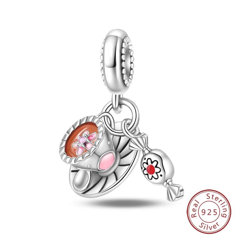 Copper Little Bear Soft Candy Coffee Strawberry Cake Afternoon Tea Charms Beads Fit Bracelets Diy Jewelry