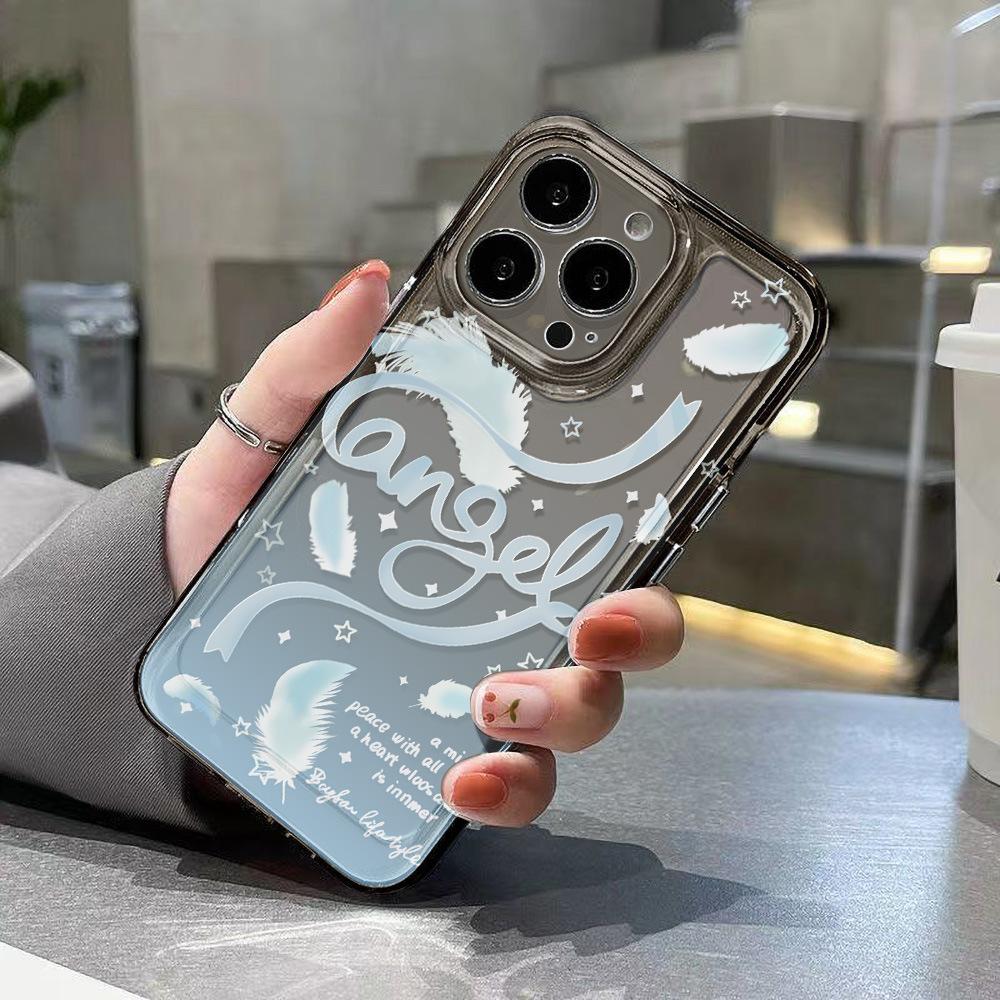 Подходит для iPhone17promax чехол для телефона 'Снежное перо' космический Apple 16 Pro прозрачный 15/14 нишевый