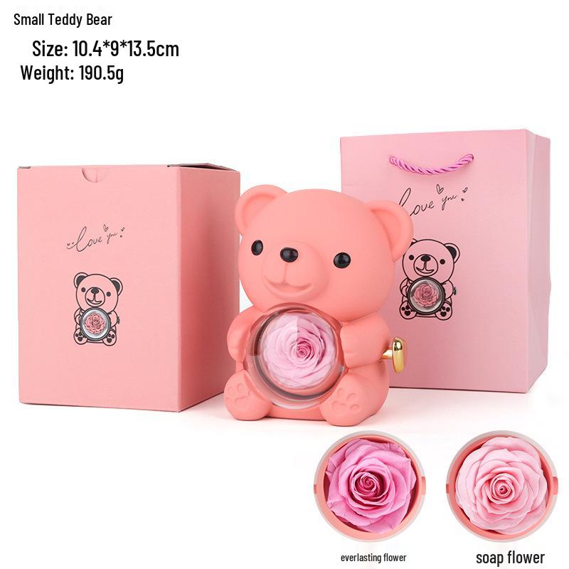 Трансграничная Шкатулка для украшений 'Обнимающийся медведь и вечная роза'