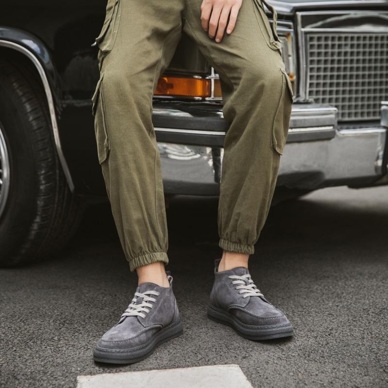 Модная повседневная осенне-зимняя мужская обувь Качественная натуральная кожа Уличная прогулочная обувь для отдыха Повседневная офисная обувь для молодежи Серая