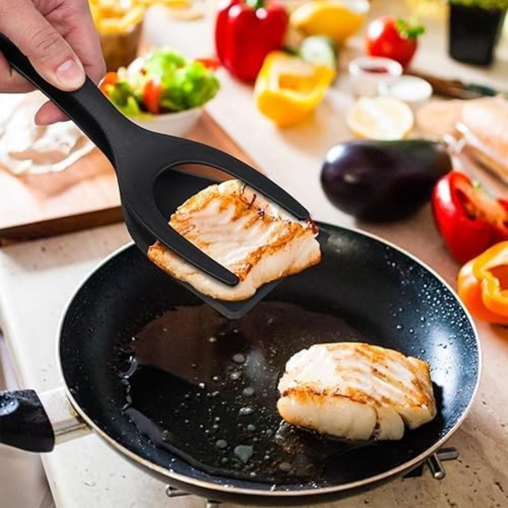 2 в 1 Лопатка и щипцы, Лопатка для переворачивания яиц, Многофункциональный кухонный гаджет для блинов, рыбы, французских тостов, жареных яиц, хлеба