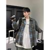 TGNS Trendy Spring Brushed Plaid Shirt Unisex Retro American Loose Casual Japanese Style Universal Couple Jacket
