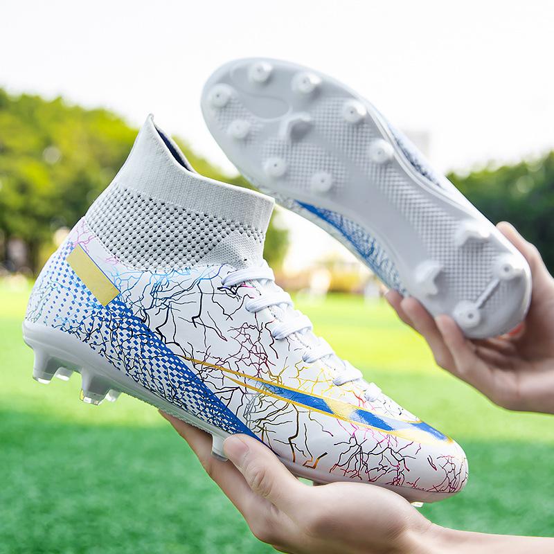 Football shoes popular high-top broken nails children adult professional training shoes large size 2024 sports shoes