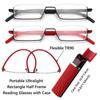 TR90 Spring Hinge Readers Anti Eyestrain Presbyopia Eyeglasses Reading Glasses with Case Half Frame
