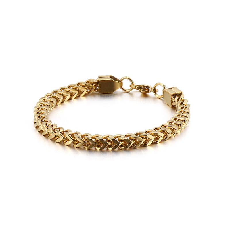 Japan and Korea Trend Versatile Stainless Steel Front and Back Chain Men's Bracelet Creative Retro Hipster Titanium Steel Accessories