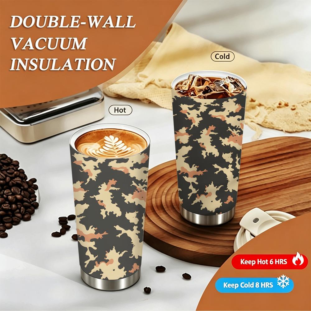 Stylish Camouflage Print Stainless Steel Insulated Coffee Tumbler Vacuum Reusable Thermal Cup for Office Travel Commuting Hiking