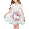 Sanrio Новое Летнее Платье для Девочек Модное Мультяшное Милое Киннаморолл и Хелло Китти Платье с 3D-печатью Детская Одежда с Коротким Рукавом Принцессы