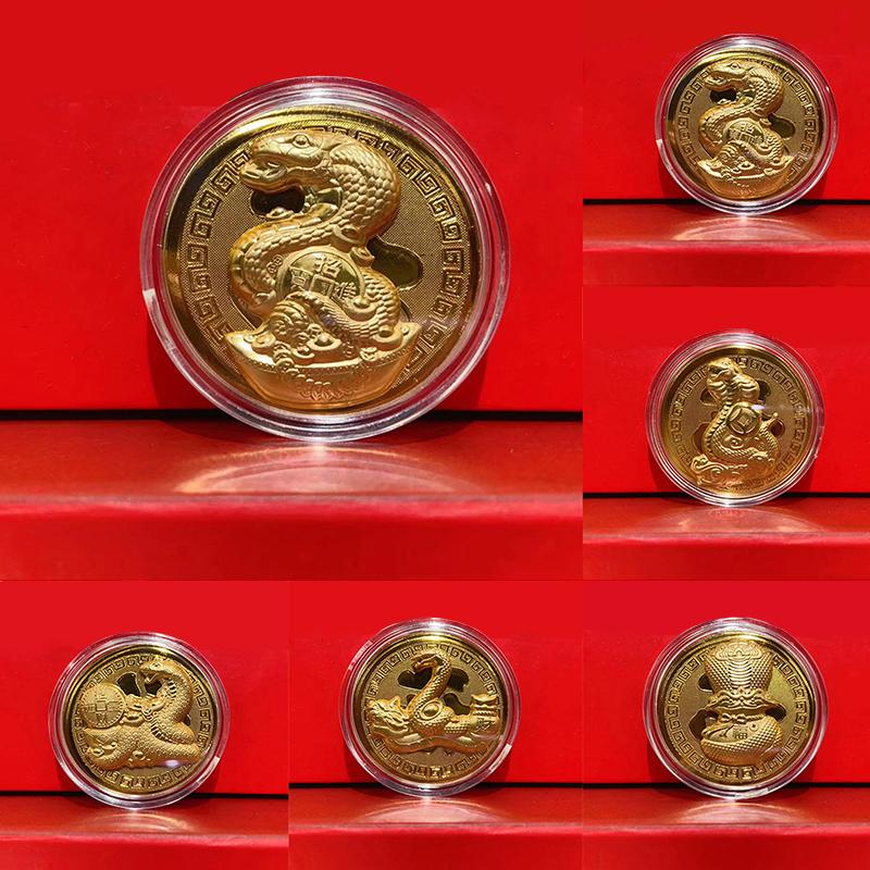 1 Pcs  New Year Of The Snake Commemorative Coins Chinese Zodiac Medals 3D Relief Coins Collectibles