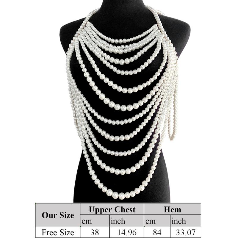 Женское многослойное жемчужное ожерелье-чокер с цепочкой для тела, регулируемое сексуальное бикини, бижутерия для тела, нагрудник для выпускного бала