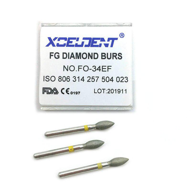 Стоматологические алмазные боры, боры для стоматологии, высокоскоростные наконечники, диаметр ручки 1,6 мм, стоматологический материал FO-34EF