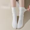 Female Spring and Autumn White Pure Cotton All Go Boneless Month Son In The Tube Pile Socks
