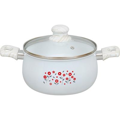 Горшок Wahei Freiz 20 см, керамика, обработанная эмалью, белая, Showa Retro, двуручный, IH/Gas RB-2864