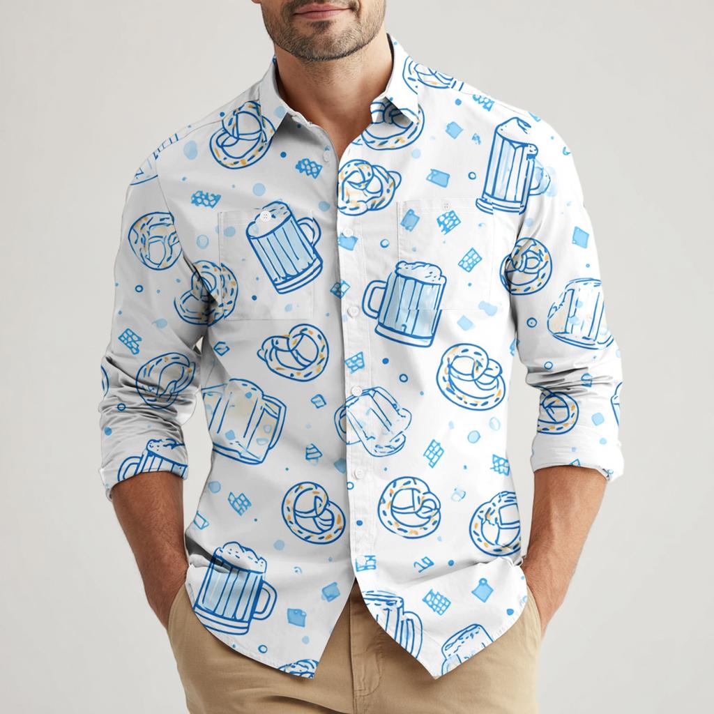 Мужская свободная классическая рубашка с лацканами и несколькими карманами, промышленная рабочая рубашка-топ