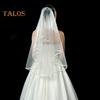 Bridal Veil Double-Layered Solid Color Ribbon Edge Design Wedding Veil Soft Mesh Material Prom Cosplay Veil with Comb
