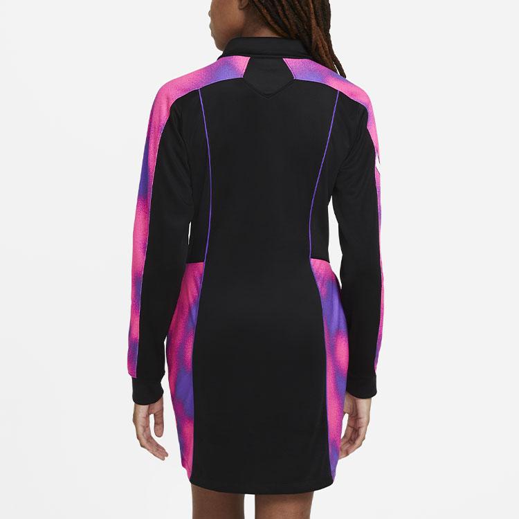 Air Jordan Paris Saint Germain Повседневное спортивное трикотажное платье с длинным рукавом Женские платья Черный CZ7502-010