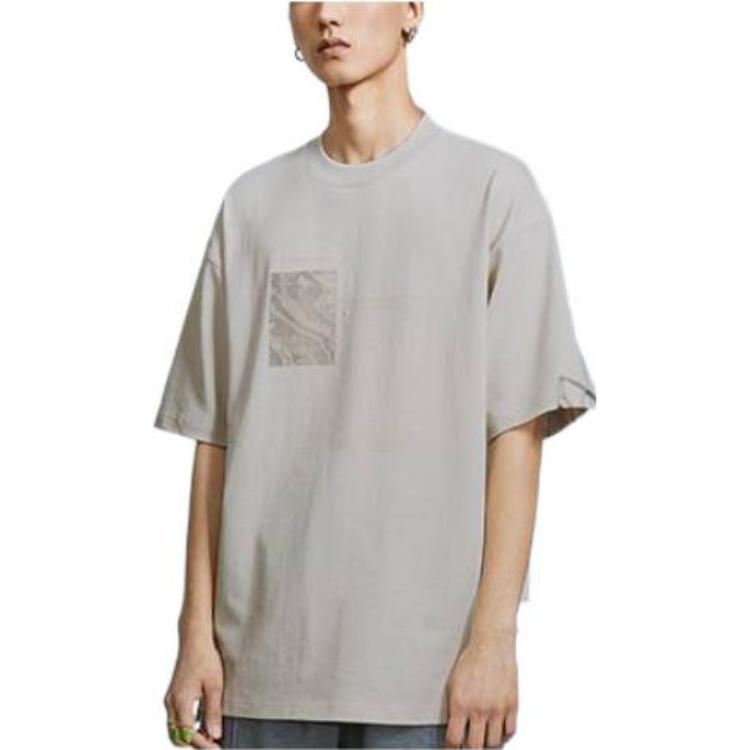 Li Ning T Shirts Men's Pearl White Crew Neck Moderate Straight Fit AHSS207-1