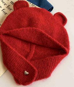 Cute bear plush hat women's autumn and winter ins thermal ear protection hat knitted big head circumference bag head cold hat