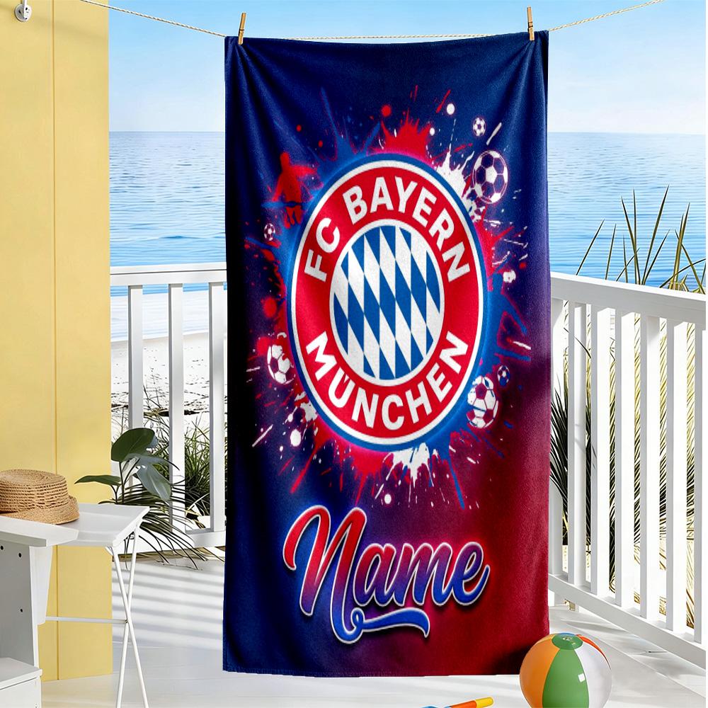 Bayern Munich Fan Gear Customize Text Beach Towel Quick-Dry Soft Microfiber
